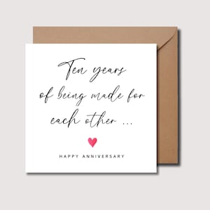 Karte 10 Jahre, Karte 10 Jahre, Jubiläumskarte, Karte für Ihn, Karte für Sie, Jubiläumskarte personalisiert, WW0235