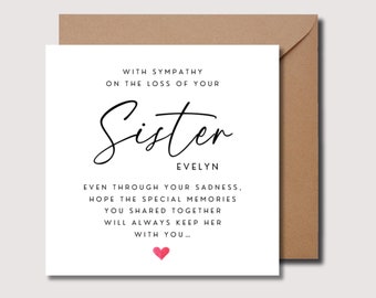 Sister sympathy card, condolence card, bereavement card, sorry for your loss, handmade card, thinking of you, kind words for grieving WW187
