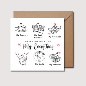 Meu cartão de aniversário com tudo, cartão de aniversário personalizado para namorada, cartão de aniversário para marido ou esposa, cartão de aniversário romântico para namorado WW08