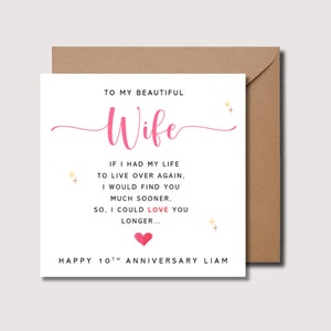 Carte d'anniversaire de femme sentimentale, carte personnalisée pour femme, carte de femme, anniversaire de mari, carte d'anniversaire de femme, carte de femme, WW0139