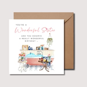 Carte d'anniversaire soeur, grande carte soeur, cadeau d'anniversaire pour soeur, cadeau d'anniversaire soeur, carte soeur, carte d'anniversaire pour soeur, WW0258