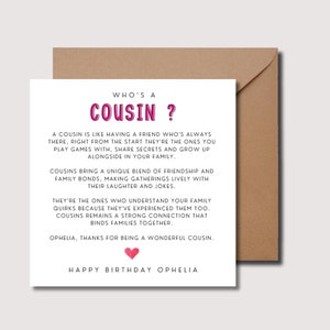 Biglietto di auguri per cugini, biglietto con poesia per cugini, biglietto di auguri per cugine adulte, biglietto di auguri per cugine, biglietto di auguri significativo per cugine WW0129