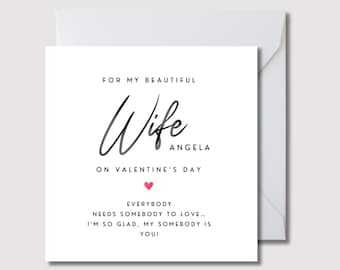 Tarjeta de San Valentín personalizada para esposa: Escritura elegante, WW0414