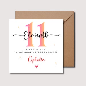 Carte de 11 ans, 11e anniversaire de fille, 11e anniversaire de filleule, 11e anniversaire de petite-fille, 11e anniversaire de nièce, WW0504