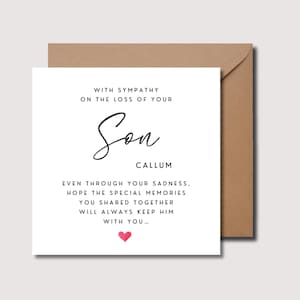 Carte de sympathie pour fils, carte de condoléances, carte de deuil, désolé pour votre perte, carte de deuil pour fils, en pensant à vous, paroles aimables pour le deuil WW219