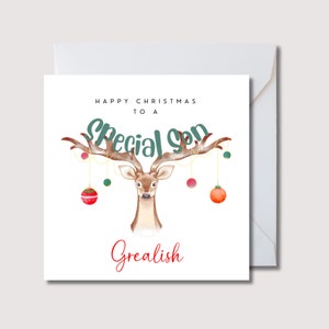 Tarjeta de Navidad para hijo, tarjeta de Navidad para hijo, tarjeta de Navidad, tarjeta de feliz Navidad para hijo, increíble tarjeta de Navidad para hijo, tarjeta de Navidad con renos, WW0375