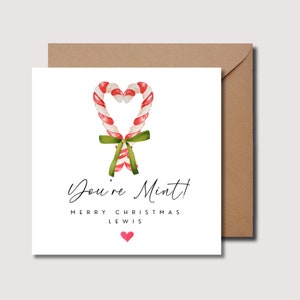 Christmas card, candy cane Christmas card, personalised Christmas card, husband card, wife card, girlfriend card, boyfriend card,  WW0228