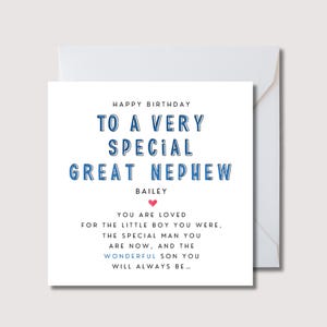 Carte d'anniversaire de grand neveu, carte spéciale de grand neveu, carte de poème de grand neveu, carte d'anniversaire de grand neveu adulte, carte de grand neveu, WW0808