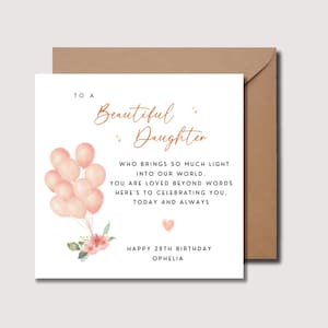 Tarjeta de cumpleaños para hija, tarjeta de cumpleaños especial para ella, regalo de cumpleaños para hija, regalo de cumpleaños para hija, de mamá y papá, WW0239