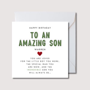 Carte d'anniversaire de fils, fils sur un million, poème de fils, carte d'anniversaire de fils adulte, carte d'anniversaire pour fils, carte d'anniversaire de fils faite main, WW0726