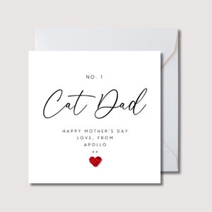Tarjeta del día del padre para papá gato, tarjeta personalizada para papá gato, regalo para el día del padre, tarjeta para papá gato para el día del padre, tarjeta para gato, tarjeta para perro hecha a mano, WW0746