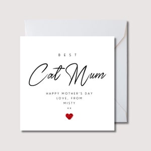 Carte de fête des mères chat, carte personnalisée de maman de chat, cadeau de fête des mères, carte de maman de chat pour la fête des mères, carte de chat, carte de chat faite main, WW0747