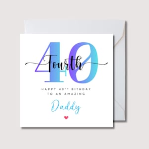 Tarjeta de cumpleaños número 40, tarjeta de cumpleaños para papá, tarjeta de cumpleaños número 40 para hijo, tarjeta de cumpleaños para nieto, tarjeta de cumpleaños para esposo, tarjeta de cumpleaños para novio, W0394