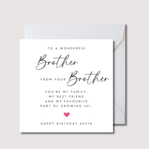 Geburtstagskarte für Bruder, Sentimentale Karte für Bruder, Geschenk für Bruder, Geburtstagskarte für Bruder, Karte für Bruder, Geschenk für Bruder, WW0793