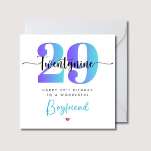 Carte d'anniversaire 29 ans, carte d'anniversaire de papa, carte d'anniversaire de fils, carte d'anniversaire de petit-fils, carte d'anniversaire de mari, carte d'anniversaire de petit ami, W0397