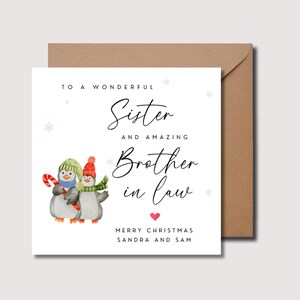 Carte de Noël pour soeur et beau-frère, carte de Noël pour belle-soeur et beau-frère, carte de Noël pour beau-frère et soeur, 320