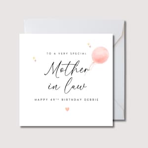 Tarjeta de cumpleaños para suegra, tarjeta personalizada para suegra, tarjeta especial de cumpleaños para madre, tarjeta para cumpleaños de suegra, WW0369