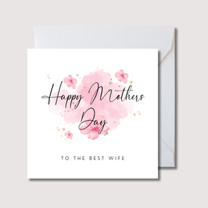 Cartão de dia das mães da esposa, cartão personalizado de dia das mães da esposa, presente de dia das mães, cartão para o dia das mães da esposa, cartão de dia das mães da esposa, WW0750