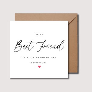 Cartão de dia do casamento da melhor amiga, cartão de casamento da melhor amiga, cartão para minha melhor amiga, cartão de dia do casamento da melhor amiga, cartão de casamento da madrinha de honra, WW0269
