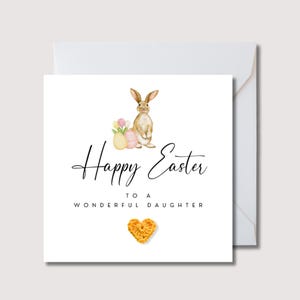 Tarjeta de Pascua personalizada para hija, tarjeta con huevo de Pascua, tarjeta de Pascua con corazón amarillo tejido a crochet, tarjeta de Pascua para esposa, tarjeta de Pascua para ahijada, WW0806