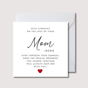 Carte de sympathie pour maman, carte de condoléances, carte de deuil, désolé pour votre perte, deuil de maman, je pense à vous, mots gentils pour le deuil WW188