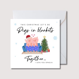 cartão de natal da esposa, cartão de natal da esposa dos porcos no cobertor, cartão de natal personalizado da esposa, cartão de natal da esposa, cartão de natal, WW0469