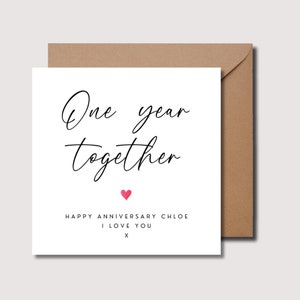 Tarjeta de primer aniversario, tarjeta de primer aniversario para el esposo, tarjeta personalizada de primer aniversario para la esposa, tarjeta para él, tarjeta de aniversario para ella, WW0296