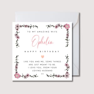 Carte d'anniversaire de femme de mari, carte personnalisée pour femme, carte de femme, anniversaire de femme, carte d'anniversaire de femme, carte de femme sentimentale, WW08120