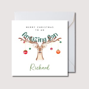 Biglietto di Natale per figlio, biglietto di Natale per figlio, biglietto di Natale, biglietto di buon Natale per figlio, fantastico biglietto di Natale per figlio, biglietto di Natale con renne, WW0374