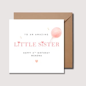 Carte d'anniversaire petite soeur, carte d'anniversaire petite soeur, carte d'anniversaire petite soeur, carte soeur, carte d'anniversaire pour petite soeur, carte soeur, WW0292