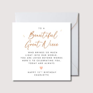 Tarjeta de cumpleaños para sobrina nieta, tarjeta de cumpleaños para sobrina nieta, tarjeta de cumpleaños personalizada para sobrina nieta, tarjeta para sobrina nieta, WW0476