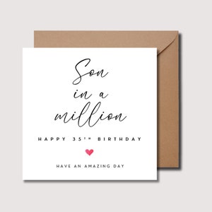 Verjaardagskaart zoon, zoon in een miljoen, zoonskaart, verjaardagskaart volwassen zoon, verjaardagskaart voor zoon, speciale zoonsverjaardag. WO0332