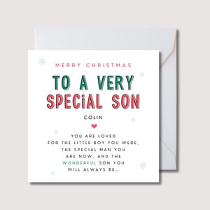 Tarjeta de Navidad para hijo, tarjeta de Navidad para hijo, tarjeta de Navidad para hijo adulto, tarjeta de Navidad para hijo, tarjeta con poema de Navidad para hijo, tarjeta para hijo adolescente, WW0500