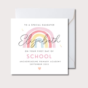 Personalised First Day at School Card For A Girl, Daughter 1st day at school, Granddaughter Niece, Starting School, Good luck school, W19820