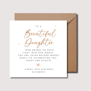 Carte d'anniversaire fille, carte d'anniversaire fille spéciale pour elle, cadeau d'anniversaire pour fille, cadeau d'anniversaire fille, de la part de maman et papa, WW0240