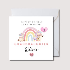 Carte d'anniversaire petite-fille, carte personnalisée petite-fille, anniversaire petite-fille coeur rose pâle au crochet, carte pour petite-fille, WW0778