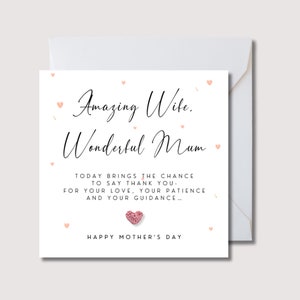 Cartão de dia das mães da esposa, cartão personalizado de dia das mães da esposa, cartão de crochê da esposa, cartão para o dia das mães da esposa, cartão de dia das mães da esposa, WW0760