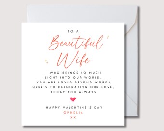Wife Valentines card, wife valentine's day card, personalised valentines card for wife, wife card, Valentine wife gifts, wifey card, WW0702