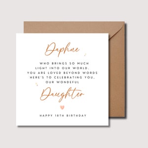 Carte d'anniversaire fille, carte d'anniversaire fille spéciale pour elle, cadeau d'anniversaire pour fille, cadeau d'anniversaire fille, de la part de maman et papa, WW0336