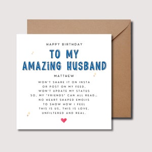 Carte d'anniversaire de mari, carte personnalisée pour mari, carte de mari, anniversaire de mari, carte pour mari, carte de partenaire, carte pour lui, WW0518