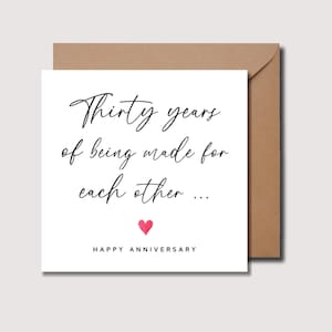 Kaart 30-jarig jubileum, kaart 30-jarig jubileum, gepersonaliseerde jubileumkaart, kaart voor hem, kaart 30-jarig jubileum voor haar, WO0063