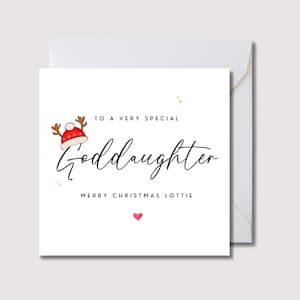 Cartão de Natal para afilhada, cartão de nome para afilhada de Natal, cartão de Natal personalizado para afilhada, cartão de Natal para afilhada, W0386
