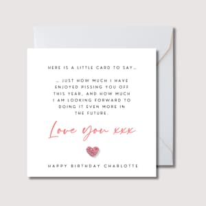 Te amo, cartão de aniversário engraçado, cartão de aniversário engraçado, cartão de aniversário romântico, cartão personalizado, cartão de aniversário da esposa, cartão da namorada, WW0787