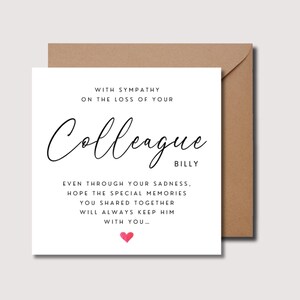 Carte de condoléances pour collègue de travail, carte de condoléances, carte de deuil, désolé pour votre perte, carte de deuil de collègue de travail, WW349