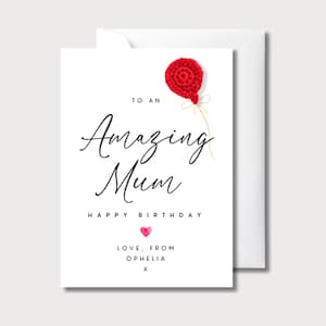 Cartão de aniversário para mamãe, cartão de aniversário com balão de crochê para mamãe, cartão de aniversário para mamãe, presente de aniversário para mamãe, cartão de aniversário para mamãe, W0978D