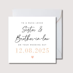 Carte de mariage personnalisée pour belle-soeur et beau-frère, cadeau de jour de mariage, carte de jour de mariage de soeur, carte de jour de mariage de famille, WW5099