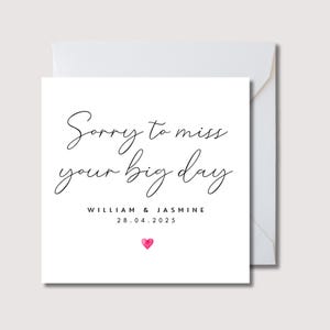 Désolé d'avoir manqué votre carte de mariage le grand jour, carte de regret de mariage. Avec carte de regret. Désolé de manquer la carte. Carte d'invitation de mariage Refuser, WW03405