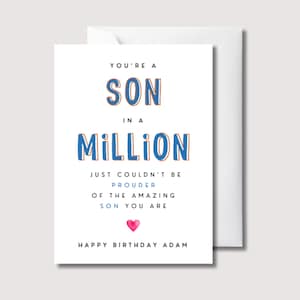 Carte d'anniversaire pour fils, fils sur un million, poème pour fils, carte d'anniversaire pour fils adulte, carte d'anniversaire pour fils, anniversaire spécial fils. WW011D