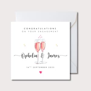Carte de fiançailles personnalisée, félicitations pour votre carte de fiançailles, carte de fiançailles simple pour les couples, carte de fiançailles, WW001D