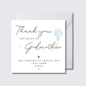 Tarjeta de agradecimiento personalizada para el padrino: regalo de bautizo para padrinos, WW0257